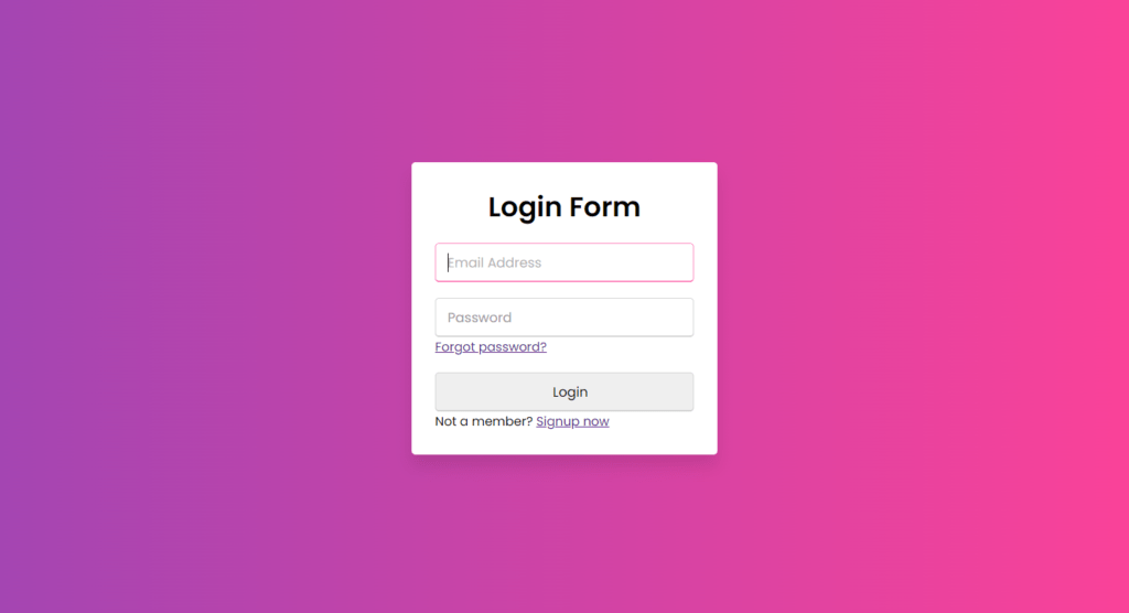 Animated Login and Registration Form in HTML, CSS & JavaScript