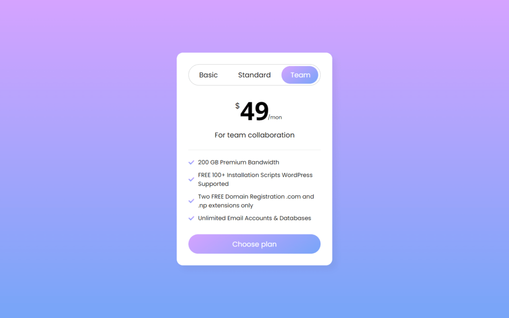 Animated Pricing Card