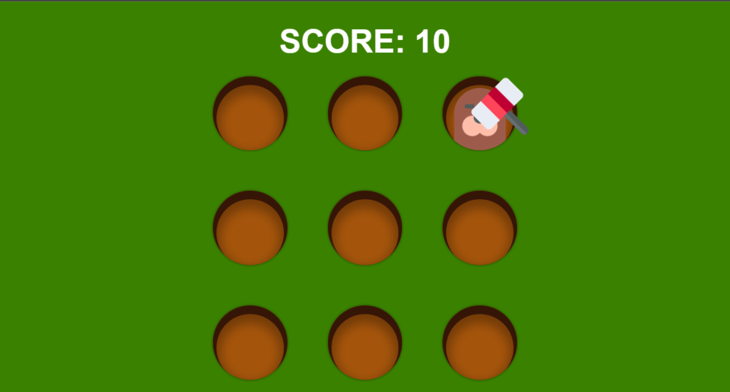 Whack-A-Mole Game Using HTML CSS & JavaScript