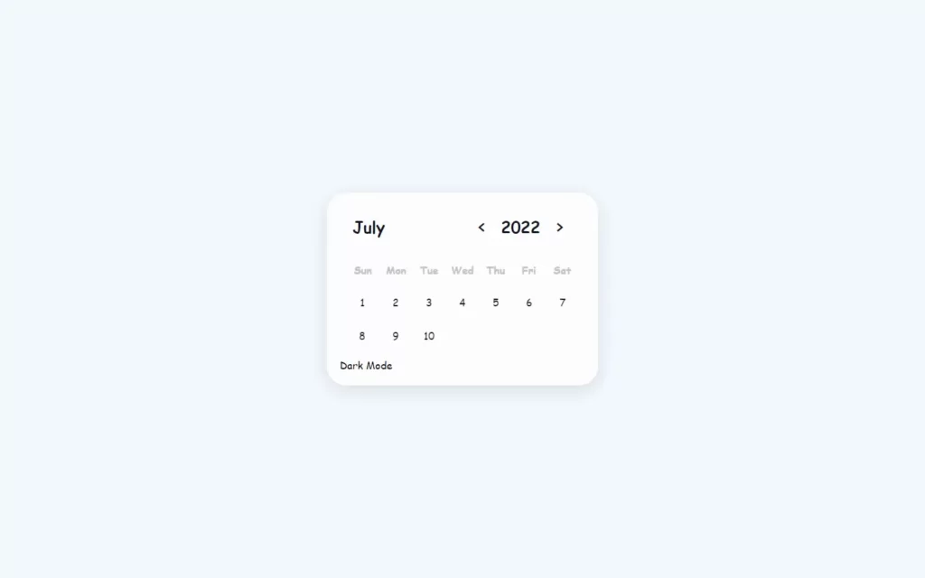 Calendar UI Design With Dark Mode