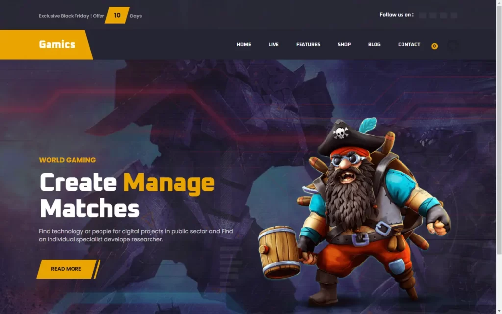 Gaming Website Using HTML, CSS, and JavaScript